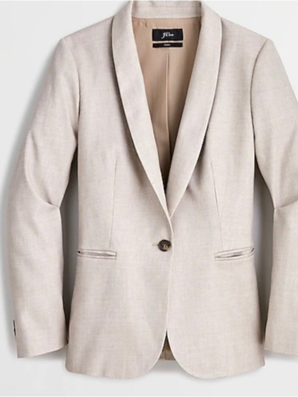 J.Crew Parke Linen Blend Blazer Beige Tan One Button Career Jacket Size 6
